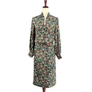 Vtg 70s 80s Matching Floral Set Skirt Blouse Womens 8/10 Green Retro Fairycore